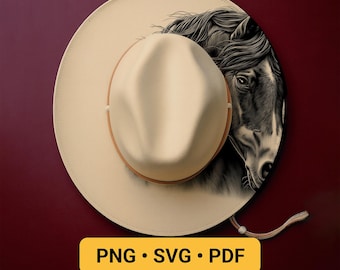 Hat Laser Engraving Design, Horse Hat Burning Stencil, Wide Brim Hat Burning Template, Western Pyrography Design, Commercial Included