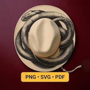 Snake Engraving SVG for Hat Burning - Western Cobra Design for Laser Engraving, Pyrography & Cricut - Digital Download (Png, Svg, Pdf)