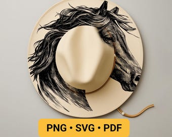 Hat Laser Engraving Design, Horse Hat Burning Stencil, Wide Brim Hat Burning Template, Western Pyrography Design, Commercial Included