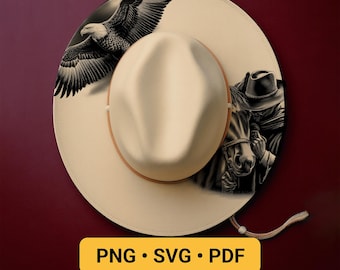 Horse and Cowboy Hat Laser Engraving Design, Wide Brim Hat Burning Stencil, Wide Brim Hat Burning Template, Western Pyrography Design