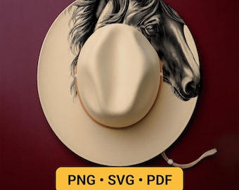 Hat Laser Engraving Design, Horse Hat Burning Stencil, Wide Brim Hat Burning Template, Western Pyrography Design, Commercial Included
