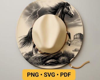 Horse Hat Burning Design, Pyrography Stencil Hat, Laser Engraving Design, Cowgirl Hat Burning Pattern, Wide Brim Hat Burning Template