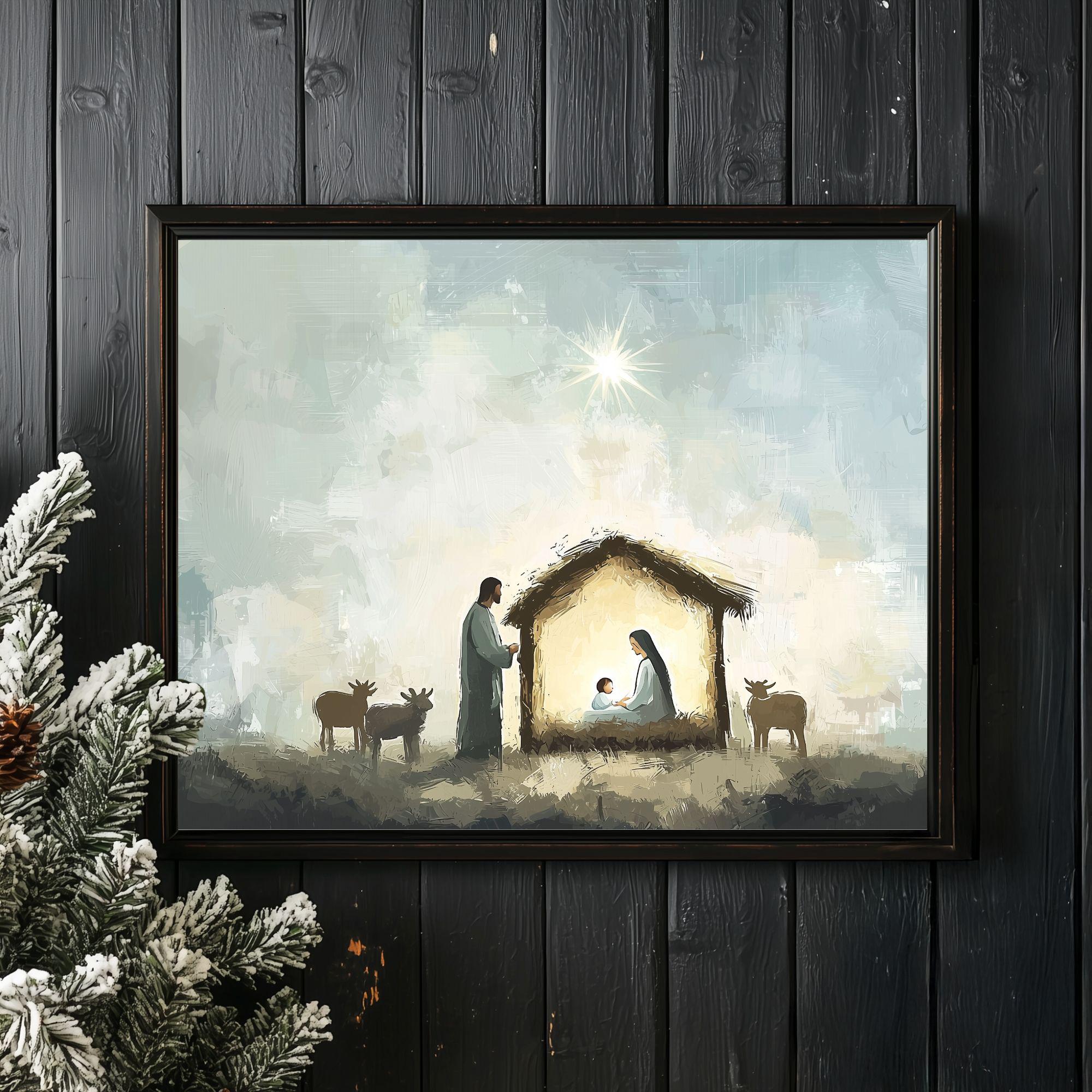 キリスト降誕のアートプリント、イエス誕生の壁画、キリスト教の壁画