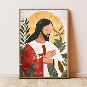 Jesus Portrait Wall Art, DIGITAL PRINT, Modern Christian Minimalist Decor, Jesus Art Printable, Bible Art, Bible Poster, Jesus Print