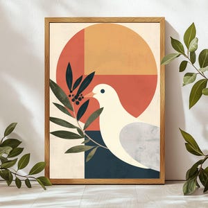 Dove with Olive Branch Art, Holy Spirit Wall Art, Modern Christian Wall Art, Bible verse wall Art, Jesus Art, Scripture Wall Art, Bible Art