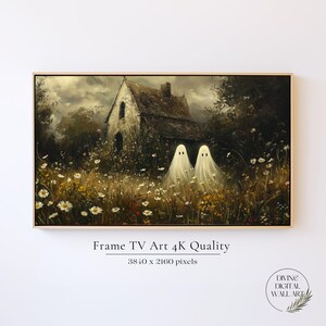 Halloween Frame TV Art, Ghost Family Samsung TV Frame Art, Ghost Poster Frame TV, Fall Tv Art, Vintage Landscape Frame Art Tv Cute Halloween