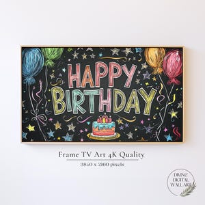 Geburtstagsrahmen TV Art, alles Gute zum Geburtstag Samsung TV Frame Art, Jubiläums-Themenrahmen TV zum Geburtstag, Party Tv Art, Geburtstagsrahmen Art Tv