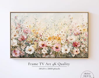 Flower Painting Frame TV Art, Samsung Frame TV Art, Spring Wildflowers Country Frame TV,  Vintage Frame tv, Botanical tv Art Screensaver