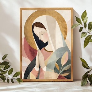 Mother Mary Wall Art, Christian Wall Art, Blessed Virgin Mary Catholic Wall Art, Modern Christian Artwork, Immaculate Heart of Mary