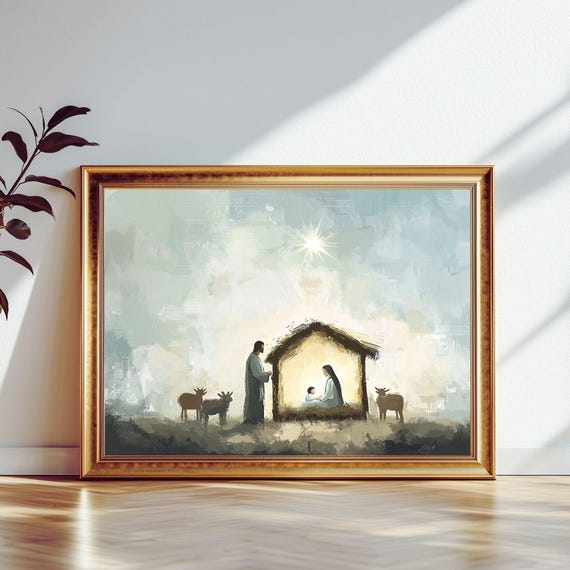キリスト降誕のアートプリント、イエス誕生の壁画、キリスト教の壁画