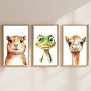 Safari Nursery Wall Prints, Boho Nursery Prints, Set of 3 Jungle animals, Baby animal prints, Animal Nursery Decor, Kids room wall art