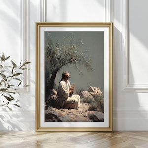 Garden of Gethsemane Wall Art, DIGITAL PRINT, Jesus Praying in the Garden, Christian Wall Art, Religious Artwork, Jesus Art, Bible Art Print