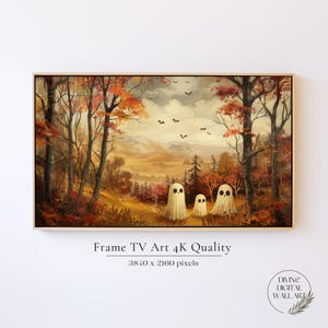Halloween Frame TV Art, Ghost Family Samsung TV Frame Art, Ghost Poster Frame TV, Fall Tv Art, Vintage Landscape Frame Art Tv Cute Halloween