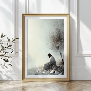 Jesus Praying in the Garden, Christian Wall Art, Garden of Gethsemane Wall Art, DIGITAL PRINT, Religious Artwork, Jesus Art, Bible Art Print