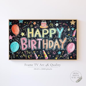Birthday Frame TV Art, Happy Birthday Samsung TV Frame Art, Anniversary Themed Frame TV for Birthday, Party Tv Art, Birthday Frame Art Tv