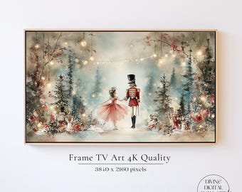 Marco de Cascanueces para TV, Ballet Bosque Invernal para TV, Marco Navideño para TV, Bailarina Navideña para Pared, Decoración Navideña Festiva