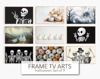 Halloween Frame TV Art Set, Ghost in Wildflower Field, Vintage Fall Landscape Paintings, Halloween Spooky Arts, Samsung Frame TV Set