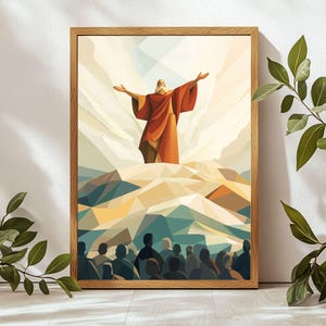 Moses Parting the Red Sea Wall Art, Modern Christian Artwork, DIGITAL PRINT, Bible art, Crossing the Red Sea art print, Scripture Art Print