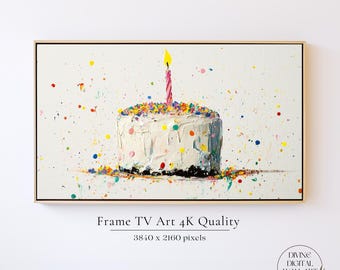 Happy Birthday Samsung Frame TV Art, Birthday Cake Themed Frame TV Art for Birthday, Party Tv Art, Birthday Frame Art Tv, Digital Download