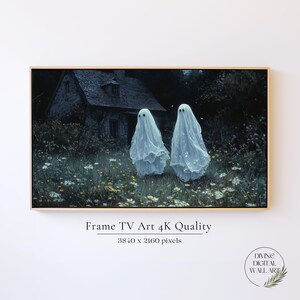Halloween Frame TV Art, Ghost Family Samsung TV Frame Art, Ghost Poster Frame TV, Fall Tv Art, Vintage Landscape Frame Art Tv Cute Halloween