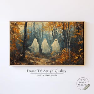 Halloween Frame TV Art, Ghost Family Samsung TV Frame Art, Ghost Poster Frame TV, Fall Tv Art, Vintage Landscape Frame Art Tv Cute Halloween