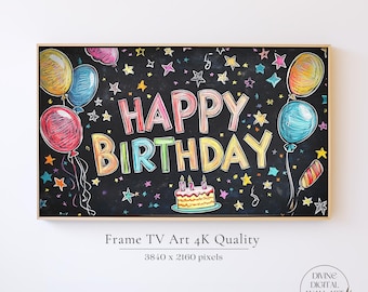 Happy Birthday Samsung Frame TV Art, Birthday Cake Themed Frame TV Art for Birthday, Party Tv Art, Birthday Frame Art Tv, Digital Download