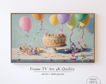 Vintage Birthday TV Art, Birthday Cake Themed Samsung Frame TV Art for Birthday, Party Tv Art, Birthday Frame Art Tv, Retro Frame TV