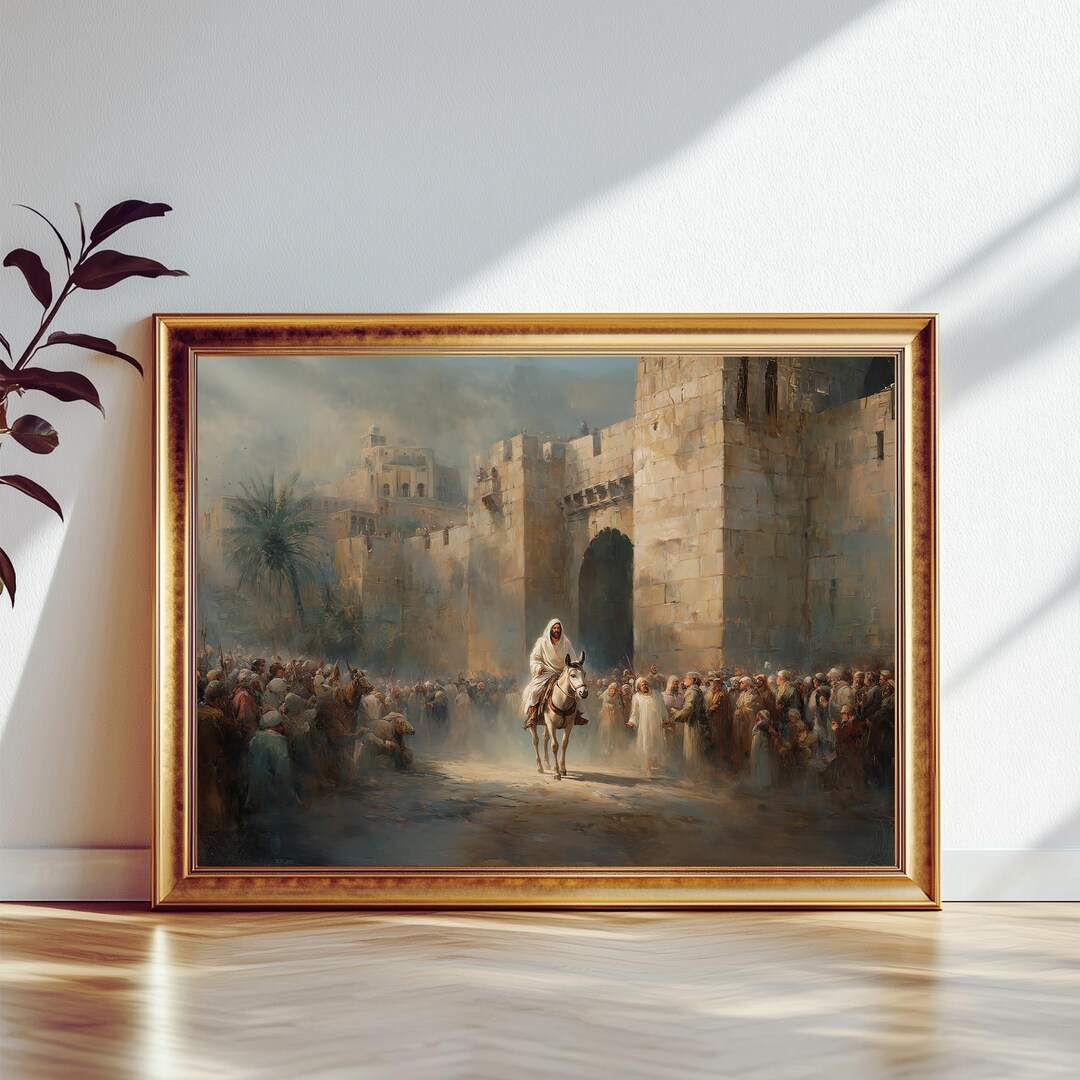 Jesus Entry Into Jerusalem Print, Christian Wall Art, Palm Sunday ...