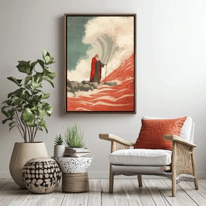 Moses Parting the Red Sea Christian wall art, DIGITAL PRINT, Bible art, Crossing the Red Sea art print, Modern Christian, Scripture Print