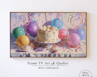 Vintage Birthday TV Art, Birthday Cake Themed Samsung Frame TV Art for Birthday, Party Tv Art, Birthday Frame Art Tv, Retro Frame TV