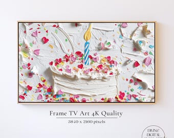 Happy Birthday Samsung Frame TV Art, Birthday Cake Themed Frame TV Art for Birthday, Party Tv Art, Birthday Frame Art Tv, Digital Download