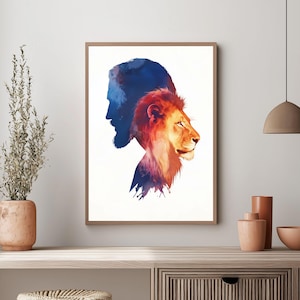 Jesus the Lion of Judah Wall Art, Christian Art DIGITAL PRINT, Jesus Portrait Wall Decor Printable, Bible art, Scripture Wall Art, Jesus Art
