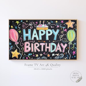 Birthday Frame TV Art, Happy Birthday Samsung TV Frame Art, Anniversary Themed Frame TV for Birthday, Party Tv Art, Birthday Frame Art Tv