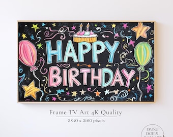 Birthday Frame TV Art, Happy Birthday Samsung TV Frame Art, Anniversary Themed Frame TV for Birthday, Party Tv Art, Birthday Frame Art Tv