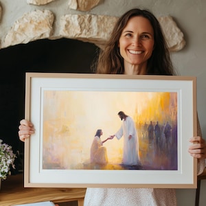 Woman Touches Wall art, Jesus Healing Print, Bible Art, Modern Christian Artwork, Bible Verse Wall Art, Bible Sketches, Christian Art Wall