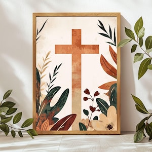 Christian Cross Printable Wall Art Printable, DIGITAL PRINT, Modern Christian Minimalist Decor, Jesus Art, Bible Art, Bible Poster John 3:16