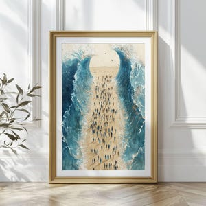 Moses Parting the Red Sea, Christian painting, Jesus wall art, DIGITAL PRINT, Bible art, Crossing the Red Sea art print, Scripture Wall Art