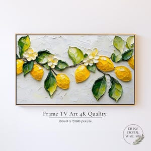 Summer Frame Tv Art, Citrus Textured Acrylic Painting Tv Art, Samsung Frame TV Art, Spring Frame Tv Painting, Textured Tv Art Frame