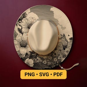 Fox Hat Burning Design, Pyrography Stencil Hat, Laser Engraving Design, Cowgirl Hat Burning Stencil, Wide Brim Hat Burning Template