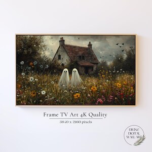 Halloween Frame TV Art, Ghost Family Samsung TV Frame Art, Ghost Poster Frame TV, Fall Tv Art, Vintage Landscape Frame Art Tv Cute Halloween