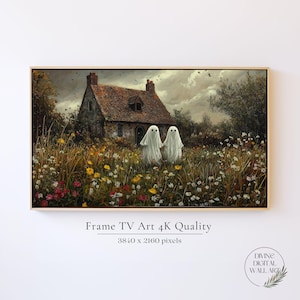 Halloween Frame TV Art, Ghost Family Samsung TV Frame Art, Ghost Poster Frame TV, Fall Tv Art, Vintage Landscape Frame Art Tv Cute Halloween