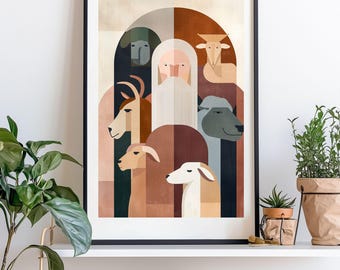 Noah's Ark Wall Art, Modern Christian, Bible Art Printable Artwork, Kids Room Wall Art, Children Nursery Decor, Christian Print, Bible Verse