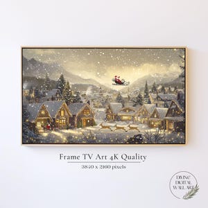Frame TV Art Santa&#39;s sleigh, Vintage Christmas Tv Art, Christmas Wallpaper, Reindeer Samsung Frame Tv, Holiday Decor Winter Frame Tv Art