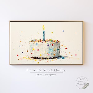 Happy Birthday Samsung Frame TV Art, Birthday Cake Themed Frame TV Art for Birthday, Party Tv Art, Birthday Frame Art Tv, Digital Download