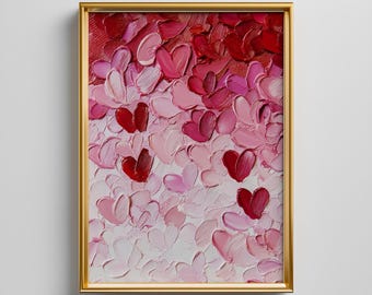 Valentijnsdag rood roze hart print, Valentijnsdag kunst aan de muur, liefde appartement decor, romantische kunst aan de muur, inrichting coquette kamer