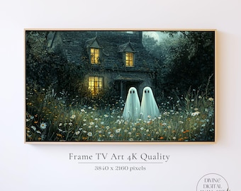 Ghost Family Samsung TV Frame Art, Halloween Frame TV Art, Two Ghost Frame TV, Fall Tv Art, Ghost Painting Frame Art Tv, Cute Halloween