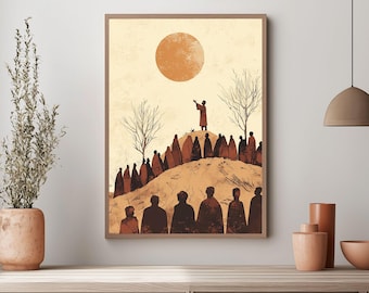 Jésus nourrit les 5000 oeuvres d'art murales, impression numérique, oeuvre d'art imprimable de Jésus, art biblique, art mural biblique, affiche de versets bibliques, mur d'art chrétien