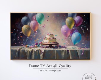 Happy Birthday Samsung Frame TV Art, Men's Birthday Cake Themed Frame TV Art for Birthday, Party Tv Art, Birthday Frame Art Tv