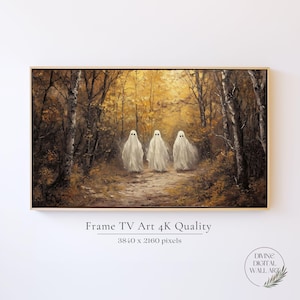 Halloween Frame TV Art, Ghost Family Samsung TV Frame Art, Ghost Poster Frame TV, Fall Tv Art, Vintage Landscape Frame Art Tv Cute Halloween