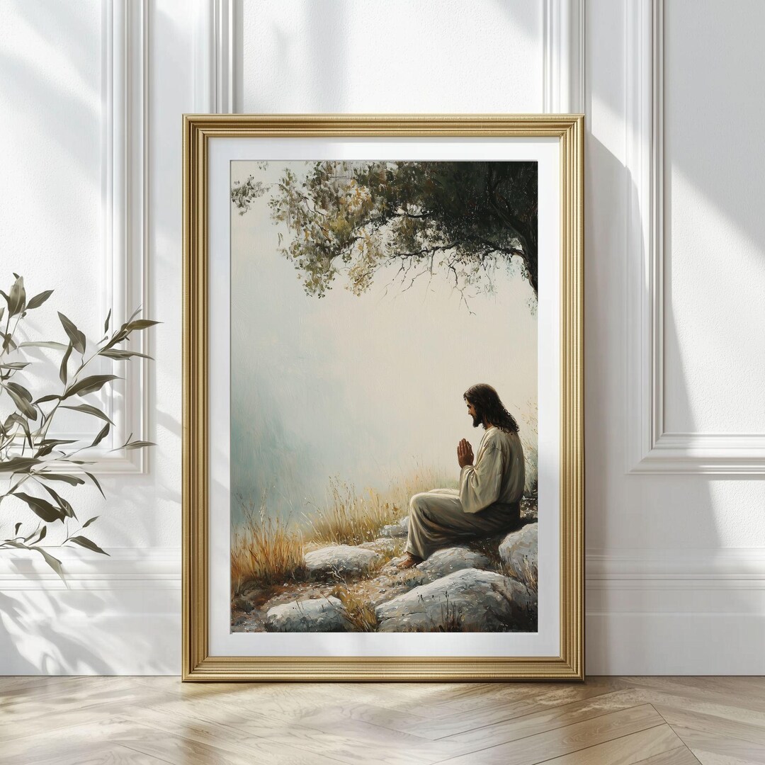 Jesus Praying in the Garden, Christian Wall Art, Garden of Gethsemane ...